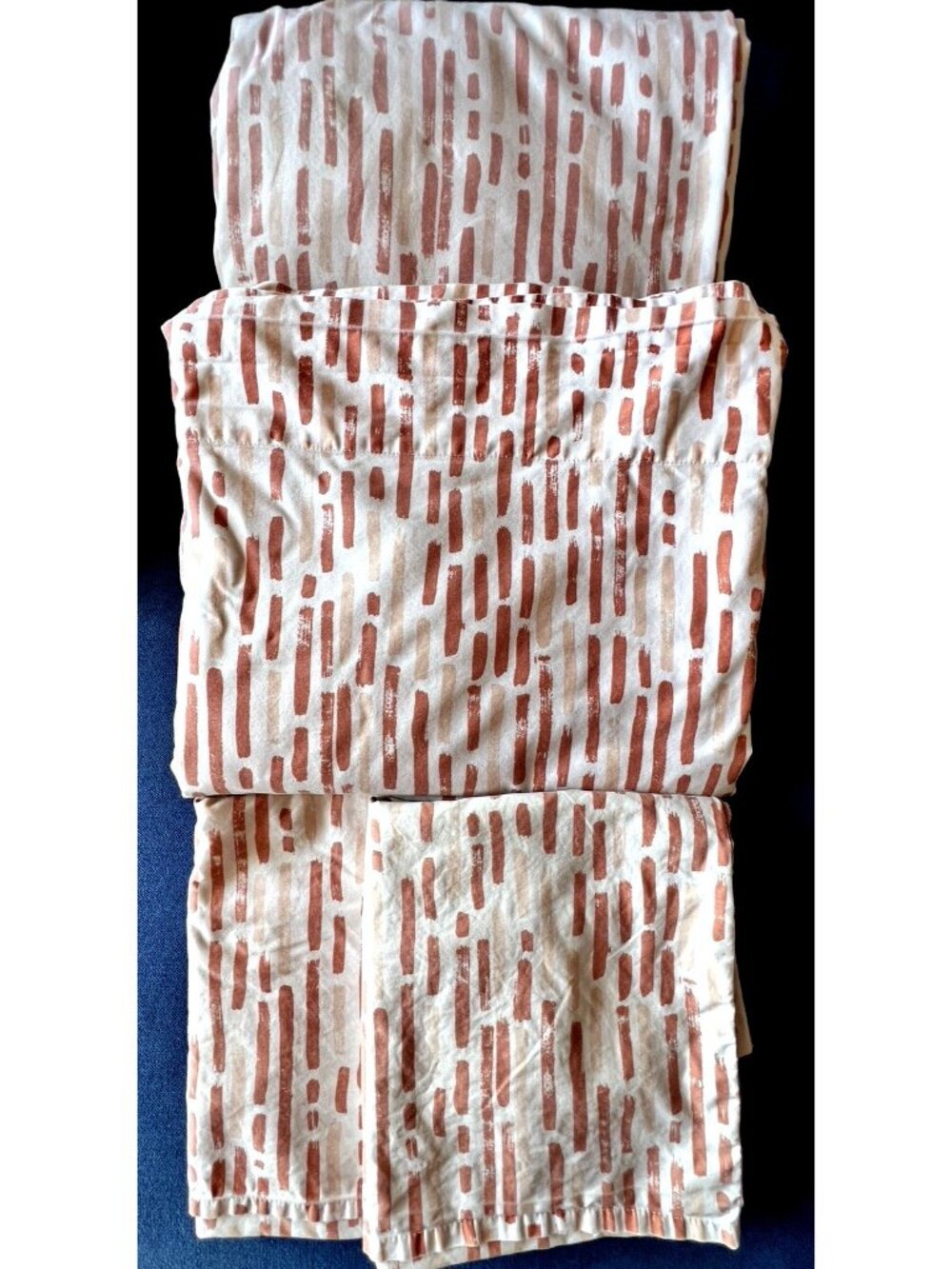 BROOKLINEN Luxe King Sheets 4 pc Sateen Terracotta Abstract 100% Cotton Luxury